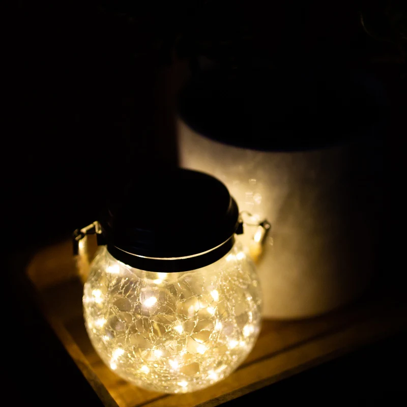 Solar Jar Light | Crackle Glass Lantern | 40LED | SPARKLE - Image 5