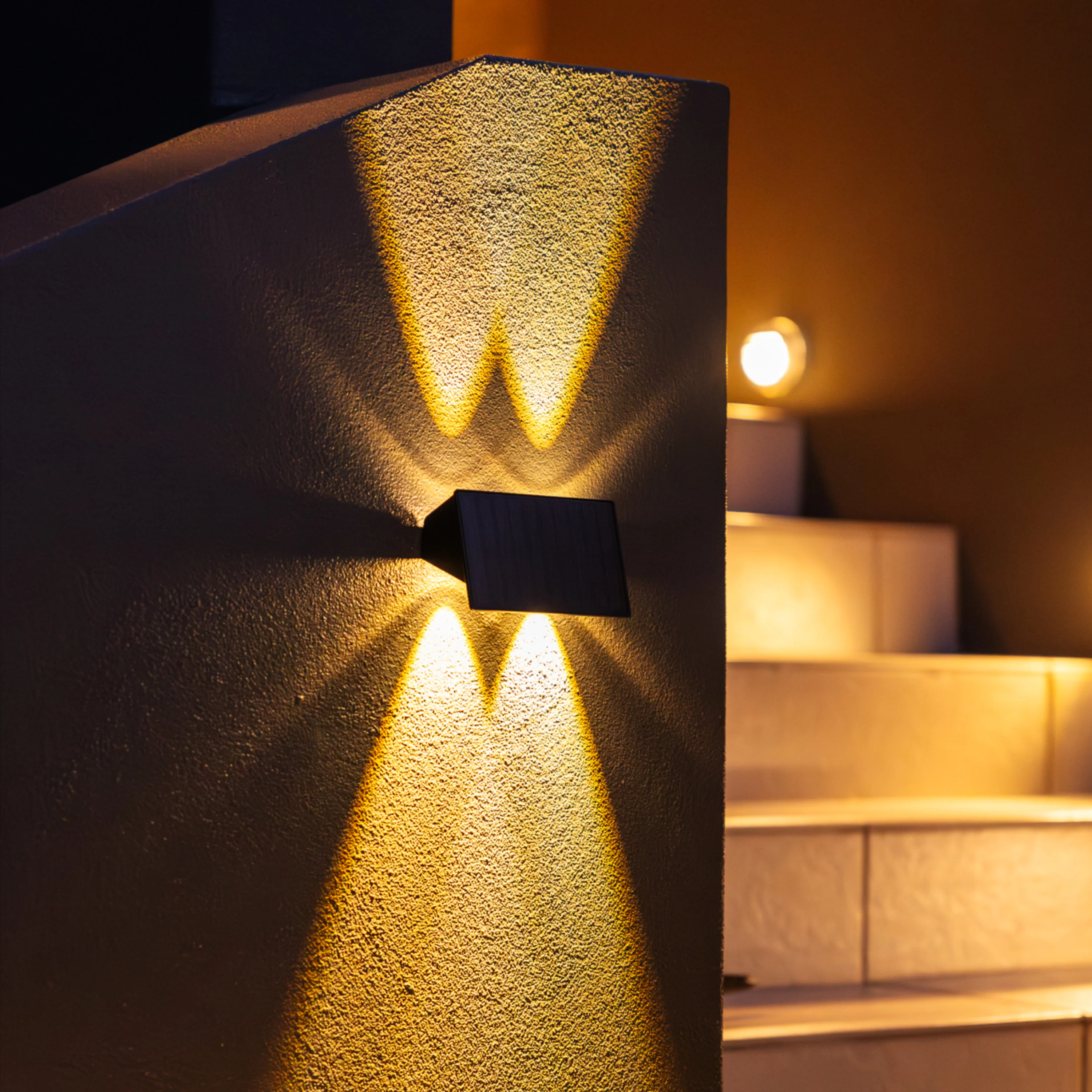 Solar Up & Down Wall Light | 4 LED | 2 Pack | Warm White | GALLERY - Image 3
