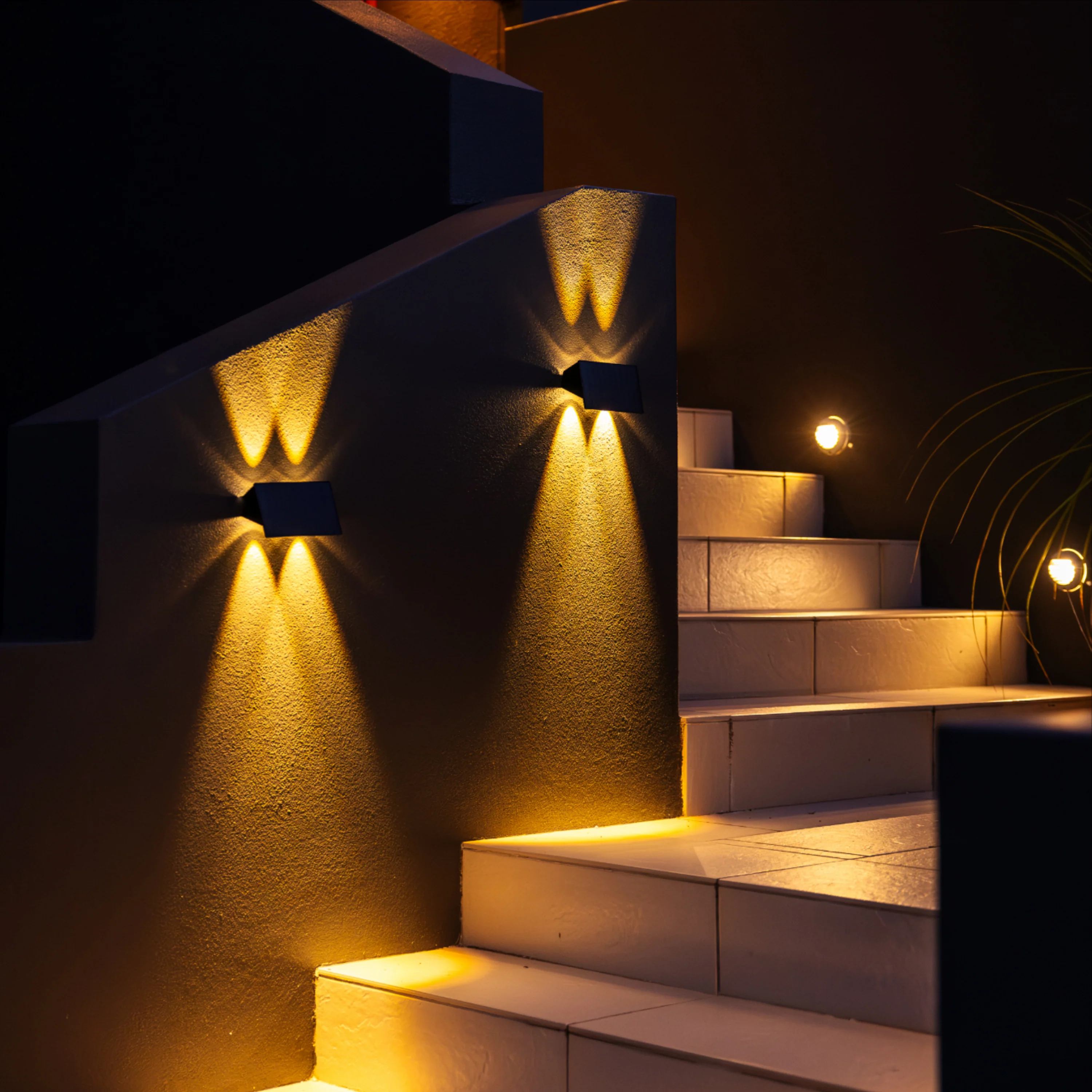Solar Up & Down Wall Light | 4 LED | 2 Pack | Warm White | GALLERY - Image 4