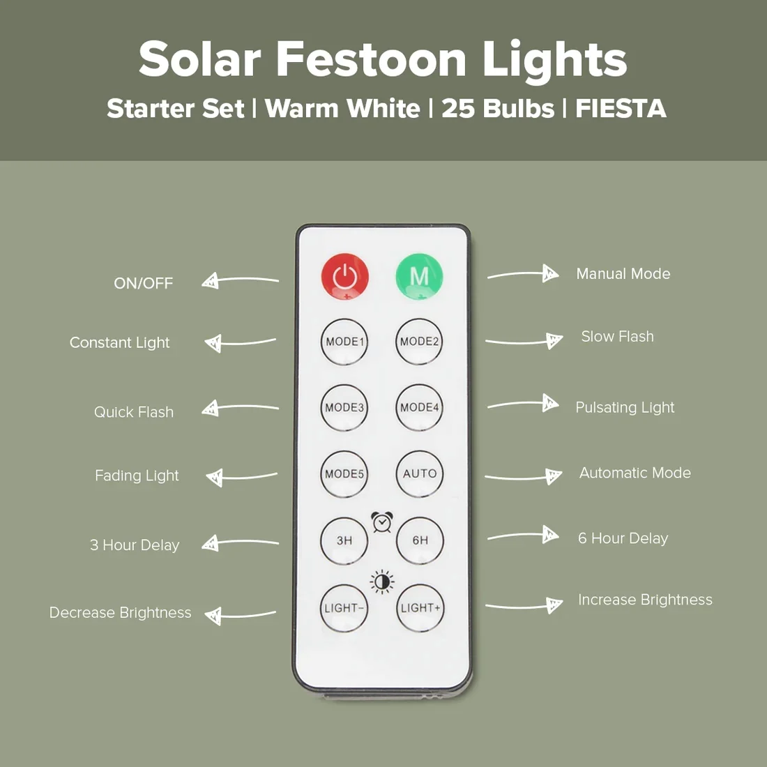 Solar Festoon Lights | Starter Set | Warm White | 25 Bulbs | FIESTA - Image 5